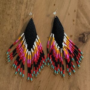 Colorful Beaded Fringe Earrings
